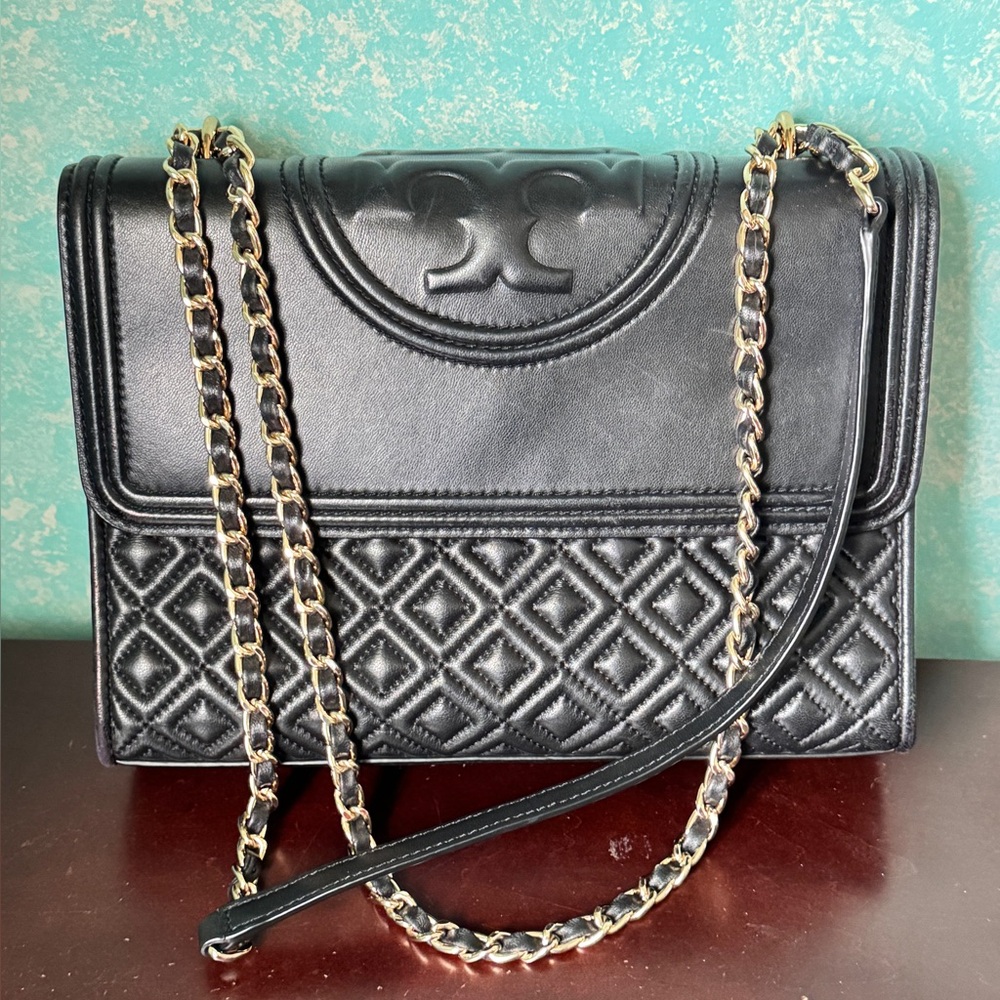 Tory Burch Black Quilted Leather Chain Shoulder Bag